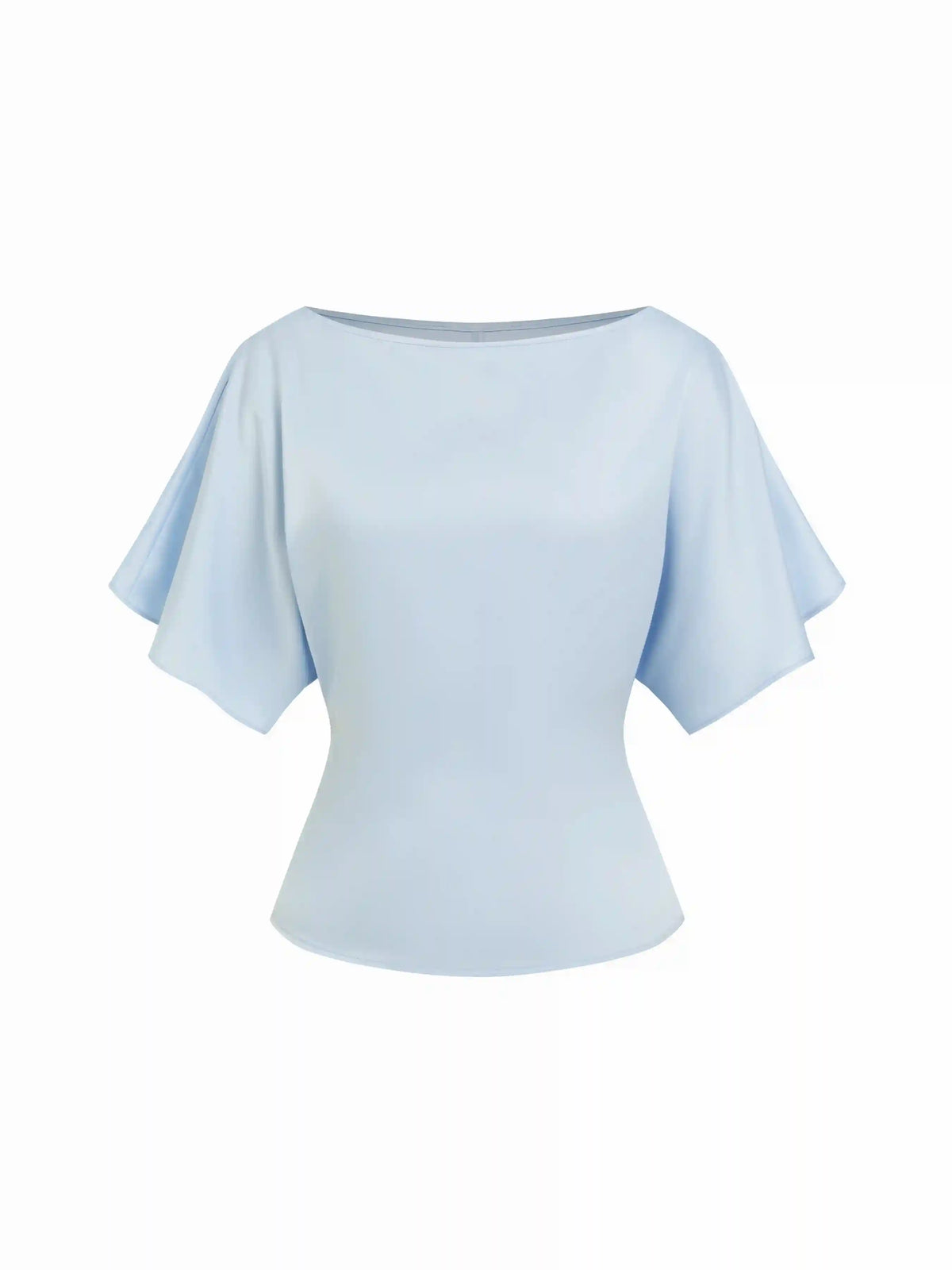 Boat Neck Batwing Sleeve Tie Back Top