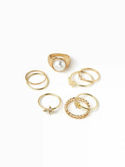 8PCS BUTTERFLY & RHINESTONE RING SET