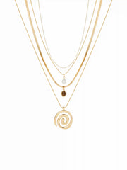 SPIRAL & GEMSTONE LAYERED NECKLACE