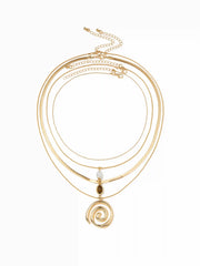 SPIRAL & GEMSTONE LAYERED NECKLACE