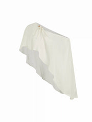 Chiffon Asymmetrical Neck Bowknot Wooden Bead Oversized Cover Up
