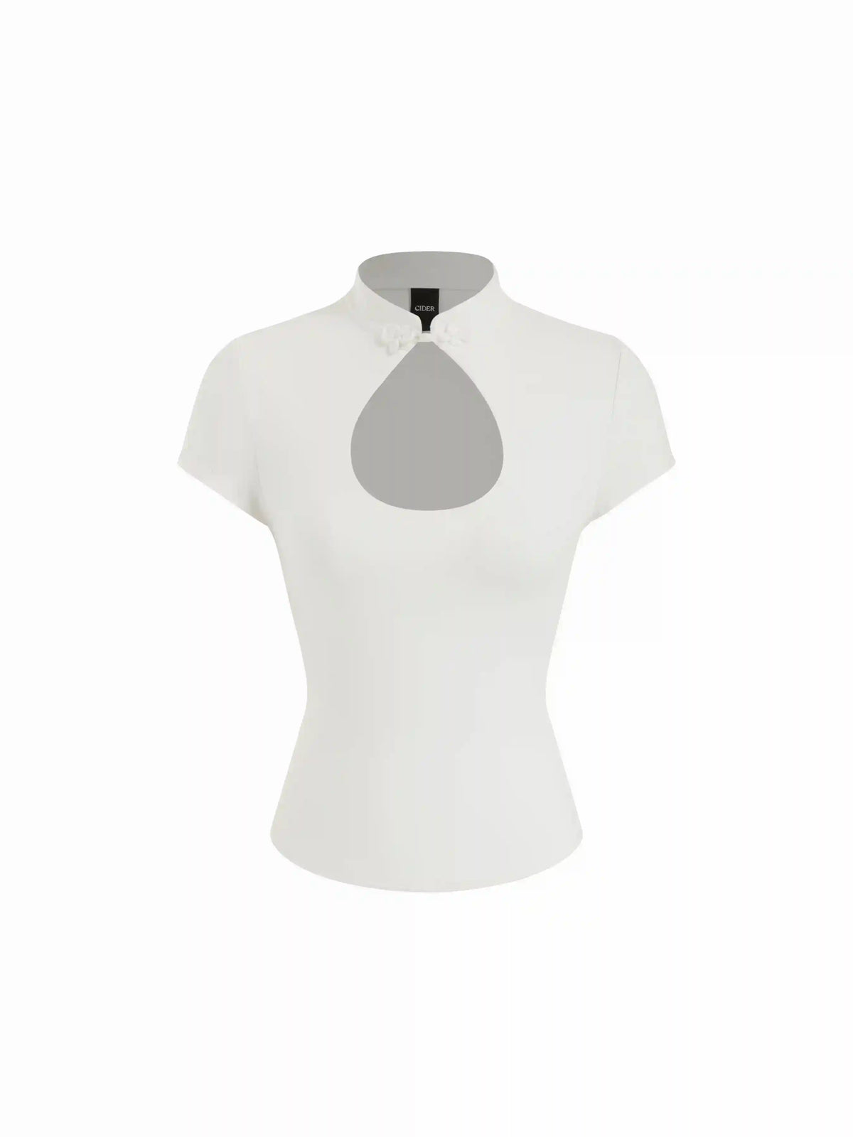 Mandarin Collar Short Sleeve Cut Out Top