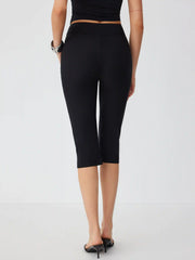 Low Rise Metal Button Straight Leg Capris