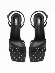POLKA DOT STRAPPY HEEL SANDALS