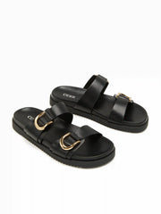 DOUBLE BAND BUCKLE SLIPPERS