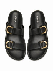 DOUBLE BAND BUCKLE SLIPPERS
