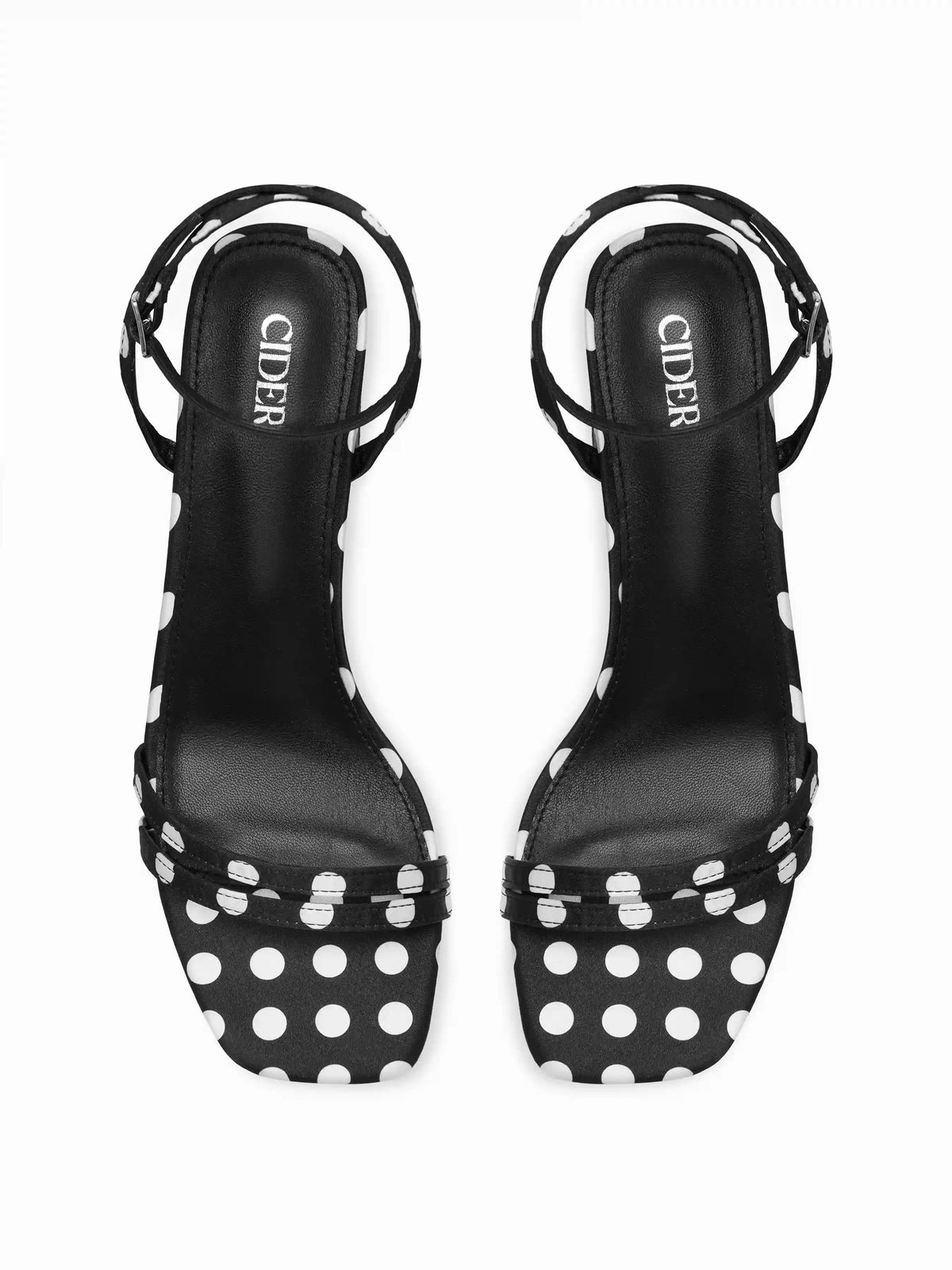 POLKA DOT CHUNKY HEELED SANDALS