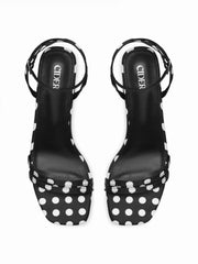 POLKA DOT CHUNKY HEELED SANDALS