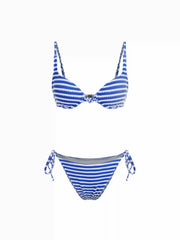 Sweetheart Underwire Stripe Knotted Tie Side Bikini