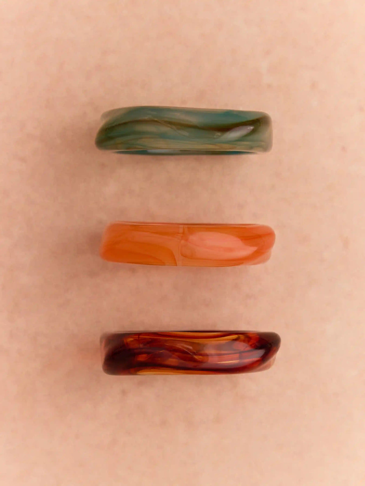 3PCS MARBLE PATTERN RESIN BRACELET SET