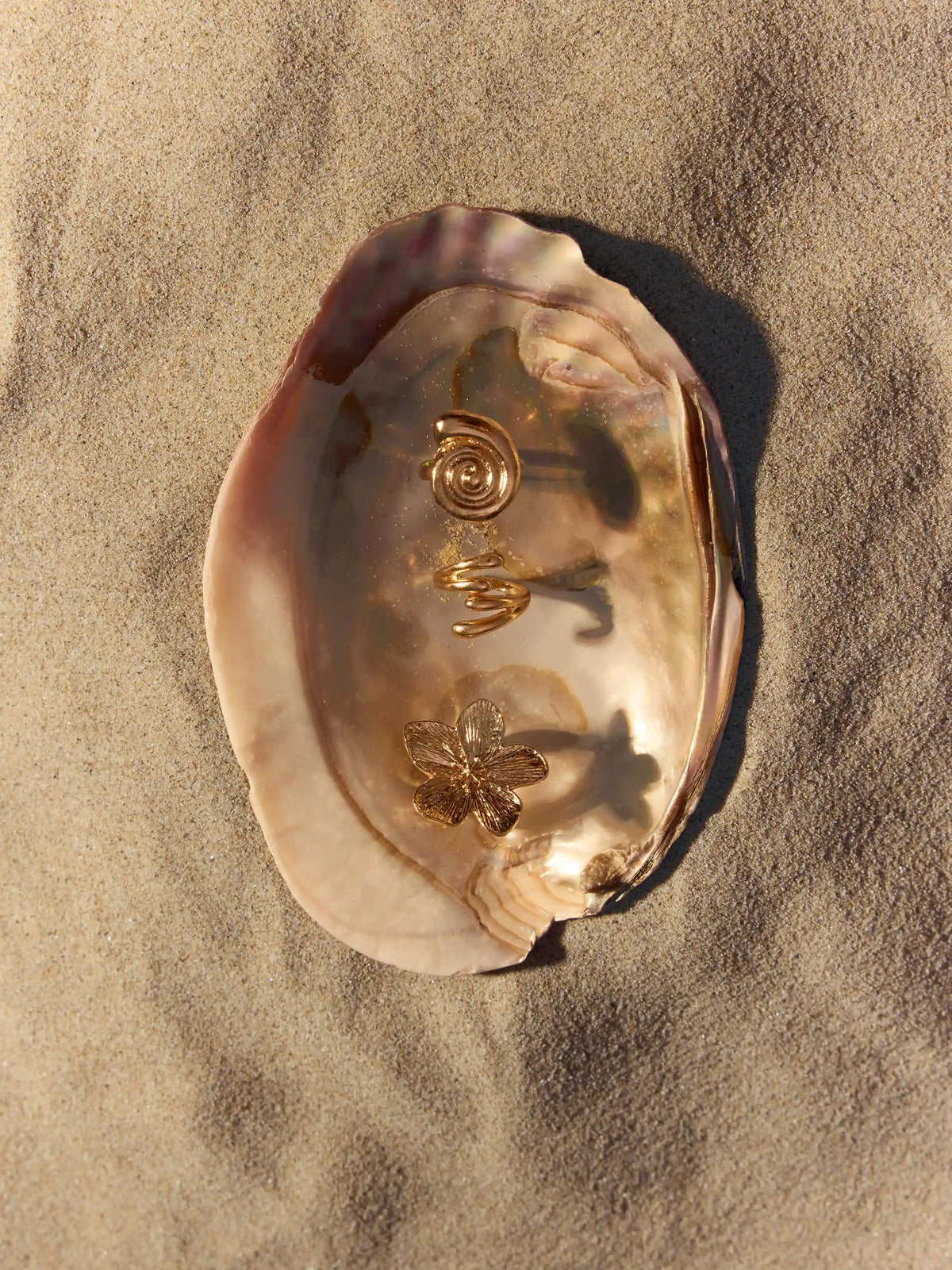 8 PCS SHELL & STARFISH & FLORAL RING SET