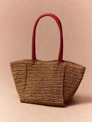 TWO-TONE STRAW TOTE BAG