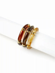 3PCS RESIN BAMBOO TUBE BRACELET SET