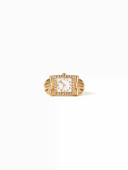 CLOCK & RHINESTONE OPEN RING