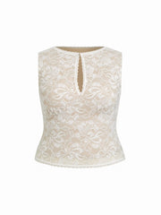 Lace Sheer Boat Neck Top Curve & Plus