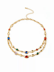 RHINESTONE LAYERED NECKLACE