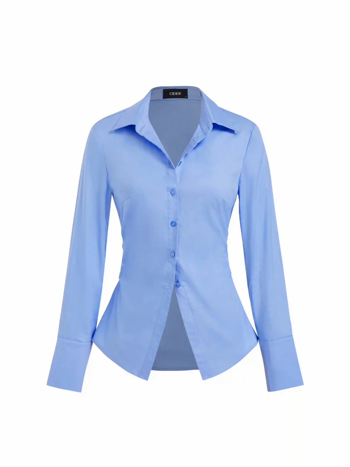 Stretch Cotton-blend Collar Button Long Sleeve Shirt