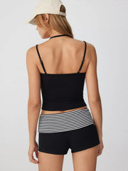 Cotton-blend Halter Neck Double Strap Cami Top