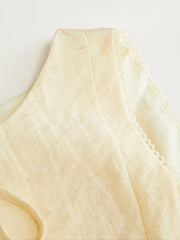 Linen-blend Boat Neck Knotted Sleeveless Blouse