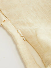 Linen-blend Boat Neck Knotted Sleeveless Blouse
