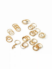 30 PCS HEART & BOWKNOT & GEMSTONE RING SET