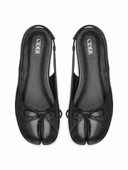 BOWKNOT DECOR SPLIT TOE SLINGBACK FLATS