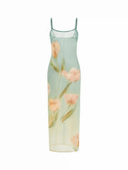 Floral Tie Dye Cami Maxi Dress Swimsuit Cover-Up