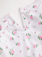 Square Neck Floral Ruffle Hem One-piece Swimsuit Curve & Plus