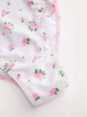 Square Neck Floral Ruffle Hem One-piece Swimsuit Curve & Plus