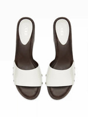 STUDDED PLATFORM MULE SANDALS