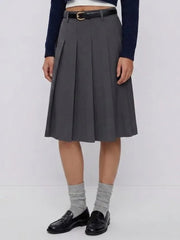 Low Rise Pleated Midi Skirt