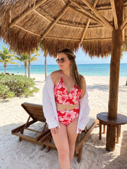 Halter Neckline Floral Tie Side Tankini Set Curve & Plus