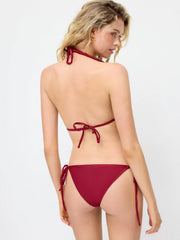 V-neck Beaded Halter Cheeky Bikini Set