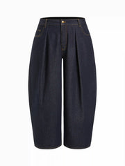 Denim Low Rise Metal Detail Barrel-leg Jeans Curve & Plus
