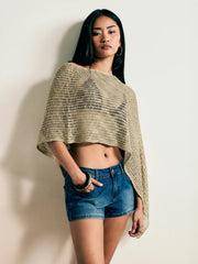 Multi-way Asymmetric Knit Poncho Top