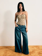 Floral Lace Sweetheart Ruched Cami Top