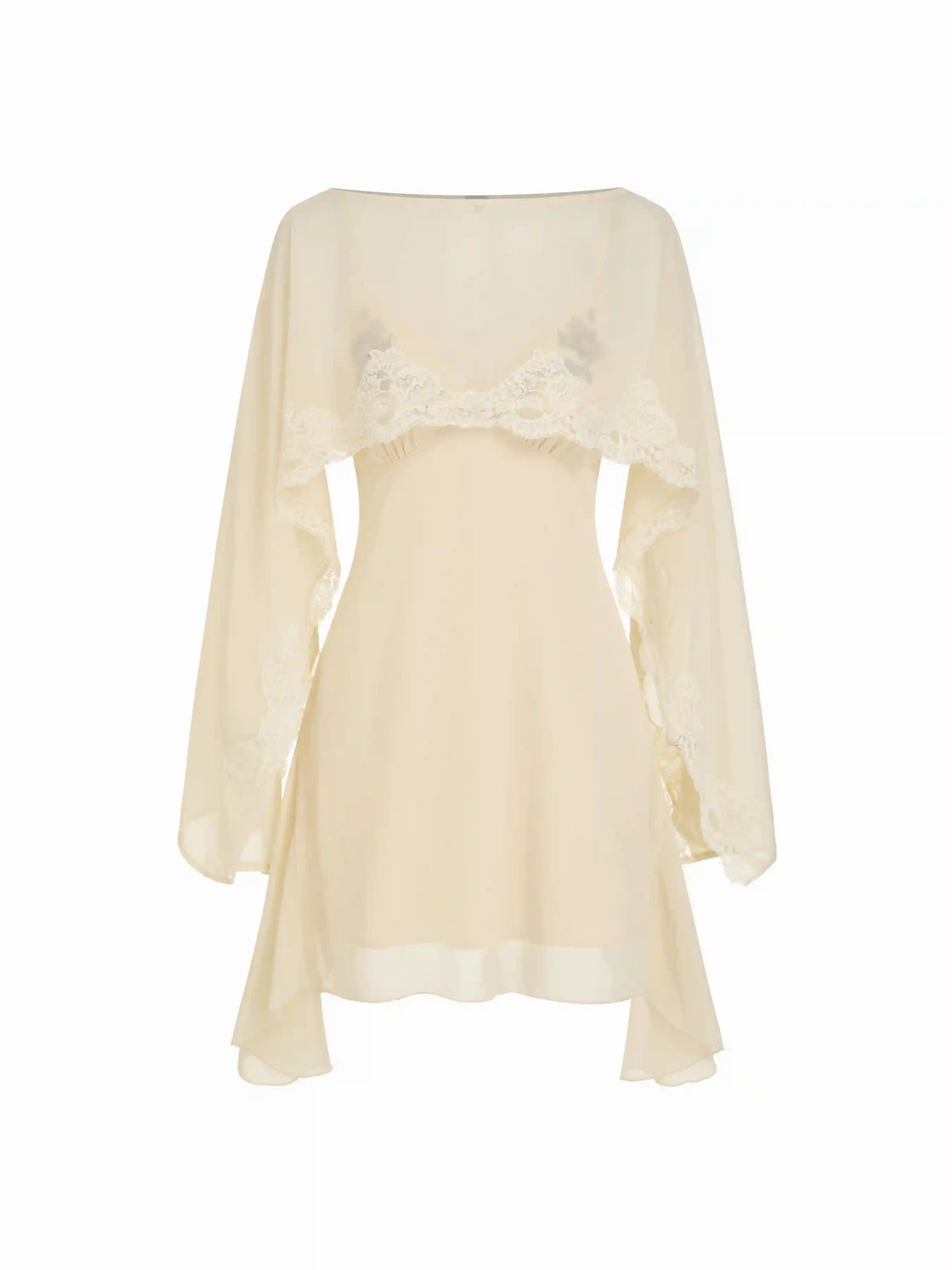 Chiffon Lace Panel Cape & Floral Cami High Rise Mini Dress Set