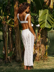 Lace Sweetheart Bracelet Top & Cheeky 3 Piece Bikini Set With Maxi Skirt