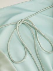 Satin Boat Neck Bell Sleeve Backless Mini Dress