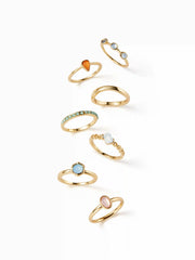 7PCS GEMSTONE RING SET