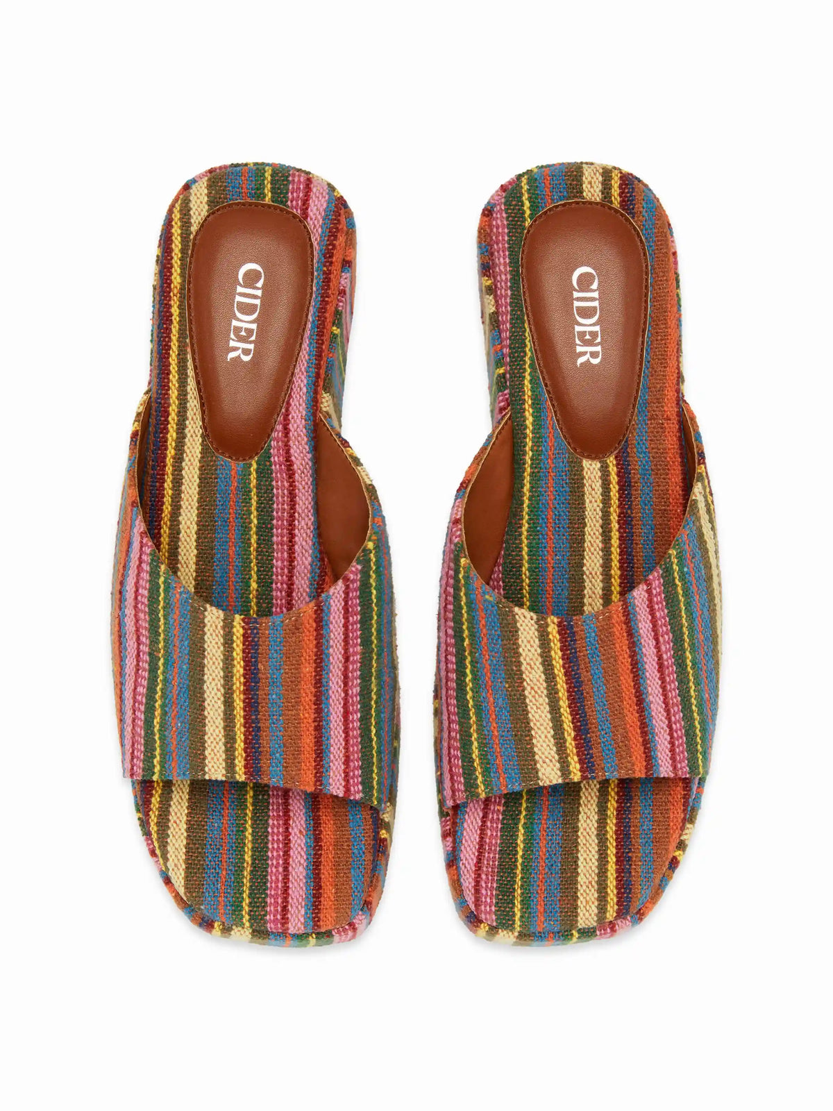 STRIPED PLATFORM WEDGE HEELED SANDALS