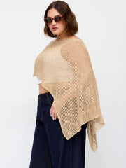 Multi-way Asymmetric Knit Poncho Top Curve & Plus