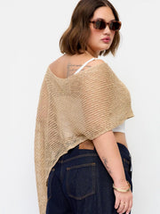 Multi-way Asymmetric Knit Poncho Top Curve & Plus
