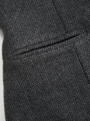 Notched Collar Tie Back Split Button Blazer