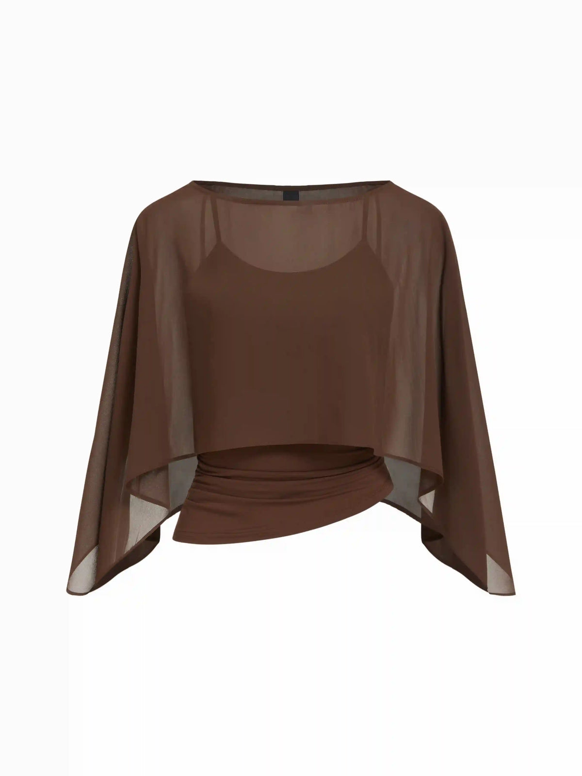 Ruched Cami Top & Chiffon Boat Neck Cape
