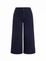 Denim Mid Rise Solid Pocket Straight Leg Trousers Jeans/Trousers Curve & Plus