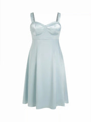 Satin Sculptural Sweetheart Neck High Rise Lace-up Mermaid Maxi Dress Curve & Plus