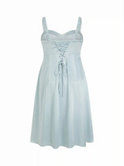Satin Sculptural Sweetheart Neck High Rise Lace-up Mermaid Maxi Dress Curve & Plus
