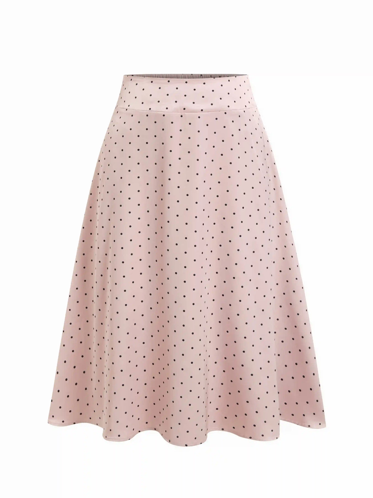 Satin Mid Rise Polka Dot Flared Maxi Skirt Curve & Plus