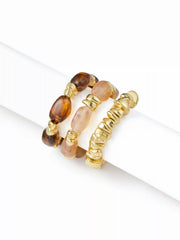 3PCS RESIN BAMBOO TUBE BRACELET SET